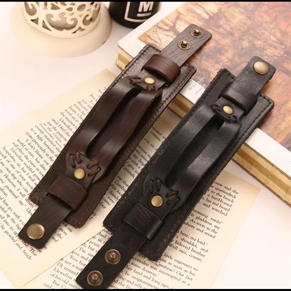 🌟🌟 Genuine Leather Double Wide Bracelet